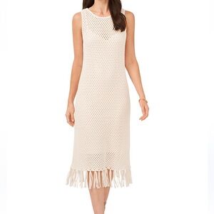 Vince Camuto Island Oasis Fringe Knit Shift Dress